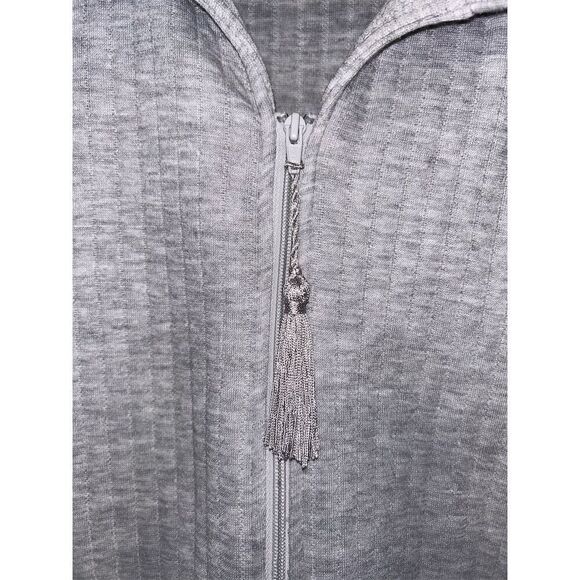 Miss Elaine Women's Zip-Front Robe Gray Size L Ankle-Length Long Sleeve Warm - Picture 4 of 8